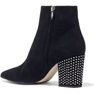 Sergio Rossi 75 Crystal Embellished Black Suede Ankle Boot. Size 38/8.